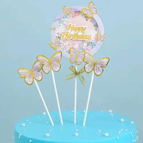 Cardboard Cake Topper Butterfly Pink