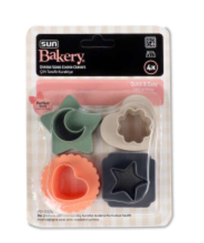 4Pc Double Sided Plastic Cookie Cutters