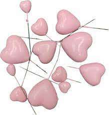 20pc Cake Topper Polystyrene Heart Faux Balls Pink