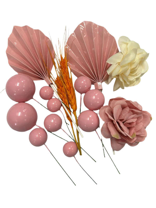 Cake Topper Palm Leaf Faux Balls