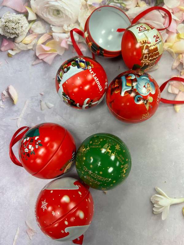 6pc Christmas Fillable Bauble