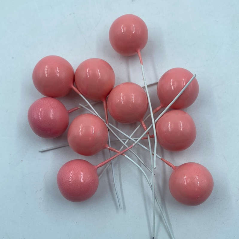 Cake Topper Polystyrene Faux Balls Pink 10pcs 2cm