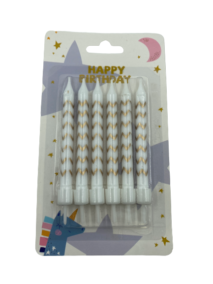 Happy Birthday Candle White Chevron