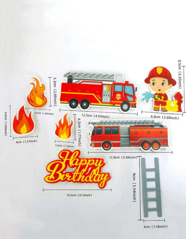 Cardboard Cake Topper Fireman