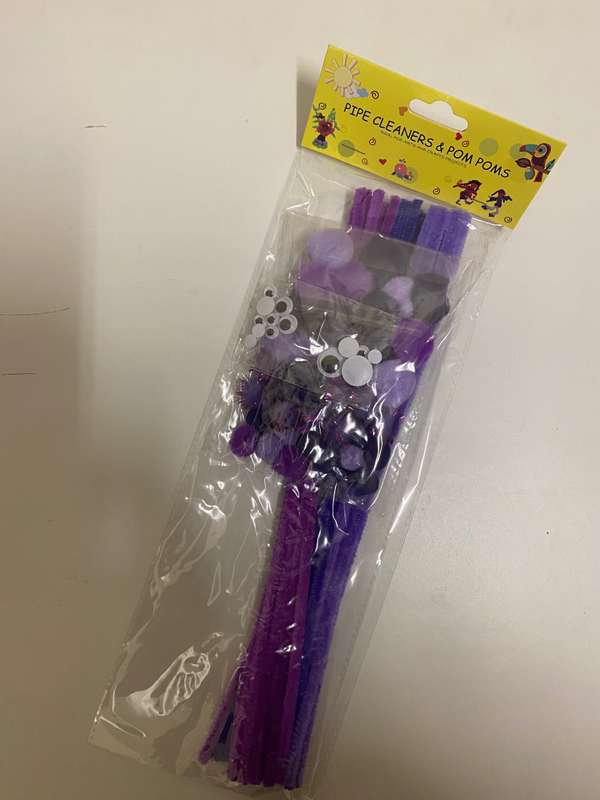 Purple Pipe Cleaning and Pom Poms