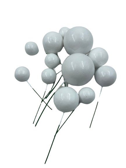Cake Topper Polystyrene Faux Balls White 12pc