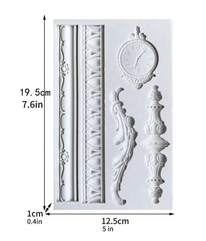 Vintage clock sugar paste silicone mould C