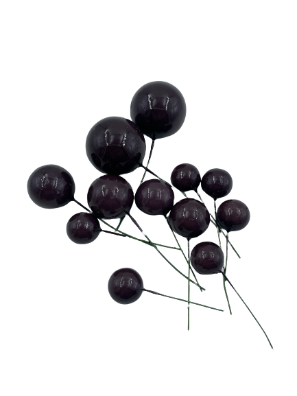 Cake Topper Polystyrene Faux Balls Dark Brown 12pc