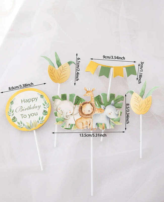 Cardboard Cake Topper Wild Animal Jungle
