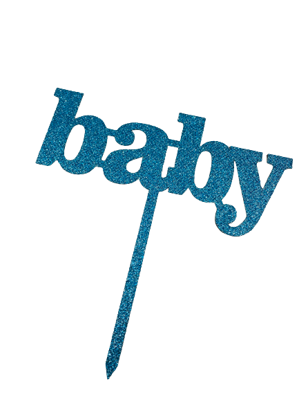Wooden Cake Topper Baby Blue