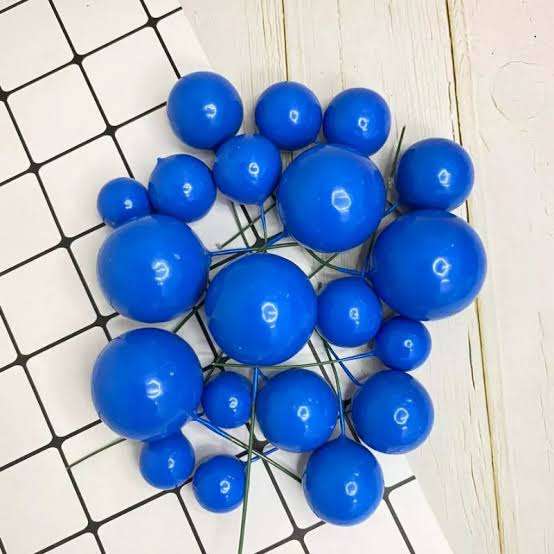 Cake Topper Polystyrene Faux Balls Blue 20pcs