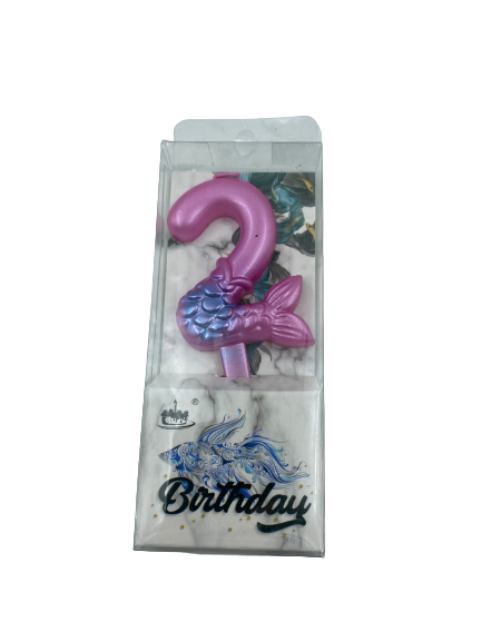 Nr2 Birthday Candle Mermaid Pink