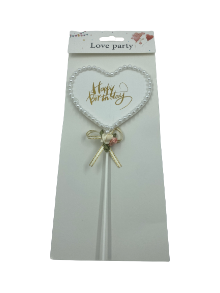 Cardboard Cake Topper Pearl Happy Birthday