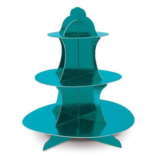 Cardboard Cupcake Stand Metalic Blue