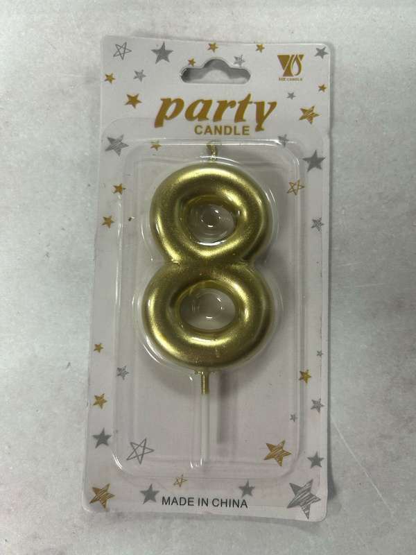 Nr8 Gold Number Birthday Candle