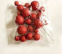 Cake Topper Polystyrene Faux Balls Red Glitter