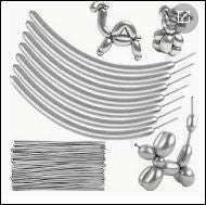 100pc Long Balloon Silver