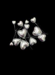20pc Cake Topper Polystyrene Heart Faux Balls Silver