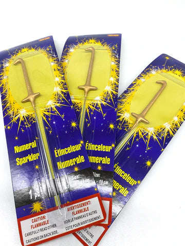 Number Sparkler Candle Gold