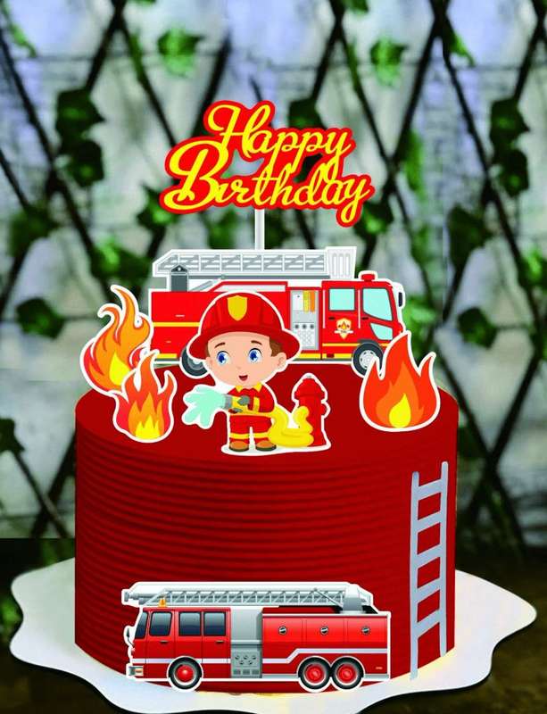 Cardboard Cake Topper Fireman