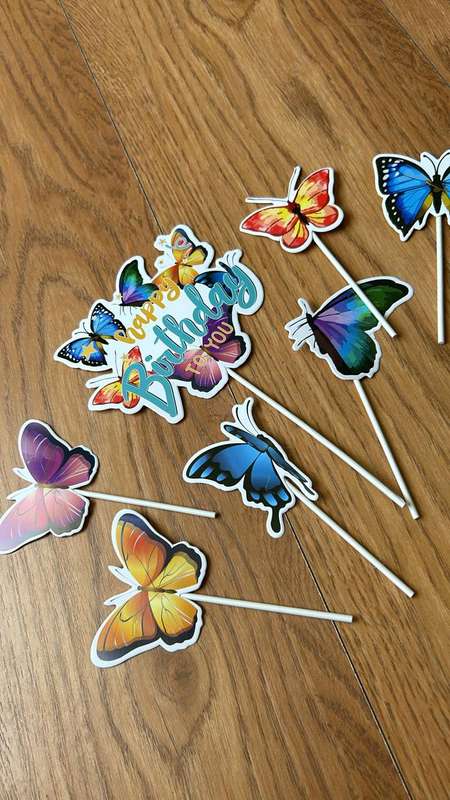 Cardboard Cake Topper Happy Birthday To You Butterfly