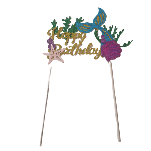 Mermaid Happy birthday cardboard cake topper