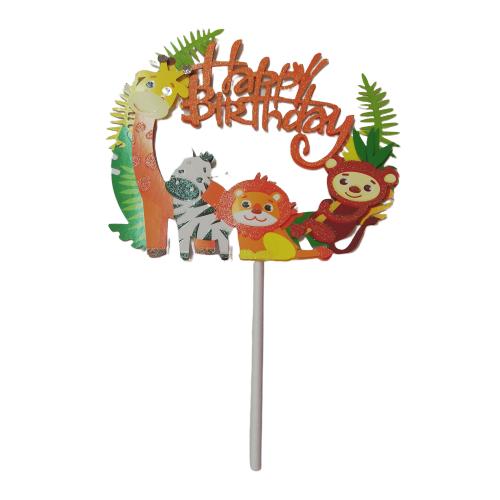 Wild Animals Birthday Cardboard Cake Topper