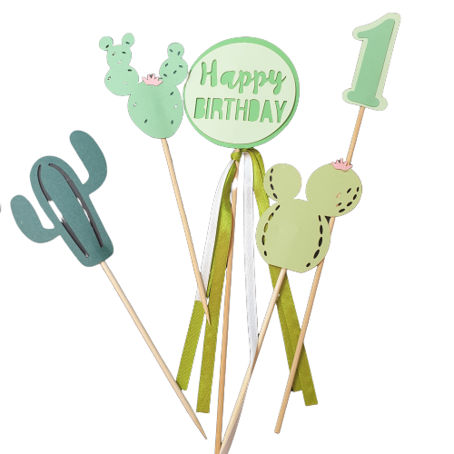 Llama Cactus Birthday cardboard cake topper