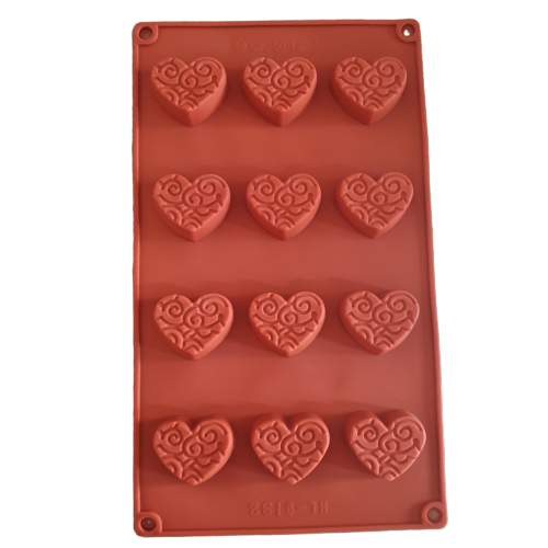 H, Silicone mould, Soap chocolate fondant, Heart, 4x3.5cm 1.5cm deep