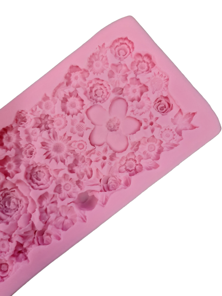 Flower border impression silicone mould, 34x11cm
