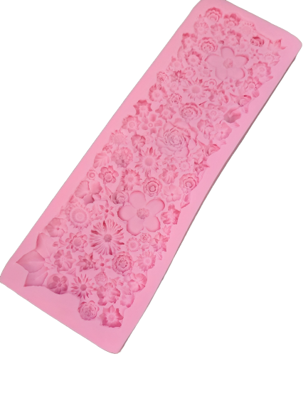 Flower border impression silicone mould, 34x11cm