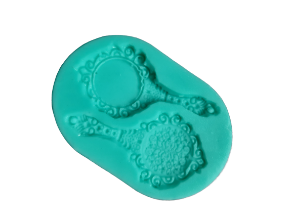Vintage mirror silicone mould, 6.5x3.3cm