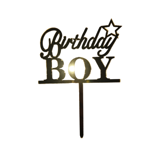 Nr192 Acrylic Cake Topper Birthday Boy Gold