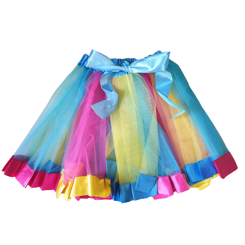 30cm Tutu Skirt with Ribbon Kiddies Rainbow