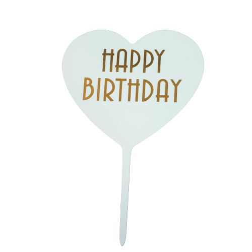 Nr213 Acrylic Cake Topper Happy Birthday Heart Light Blue