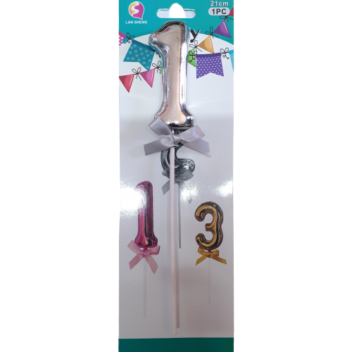 Number 1 Balloon cake topper, Silver