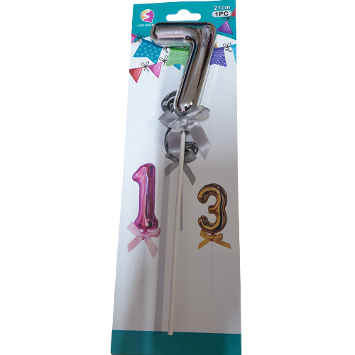 Number 7 Balloon Cake Topper Silver