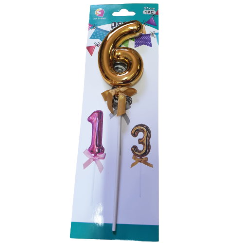 Number 6 balloon cake topper, Gold