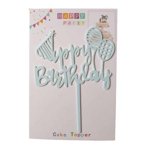 Nr218 Acrylic Cake Topper Happy Birthday Light Blue
