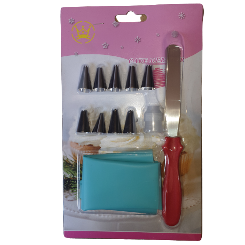 9 Piece nozzle set with piping bag and blade spatula