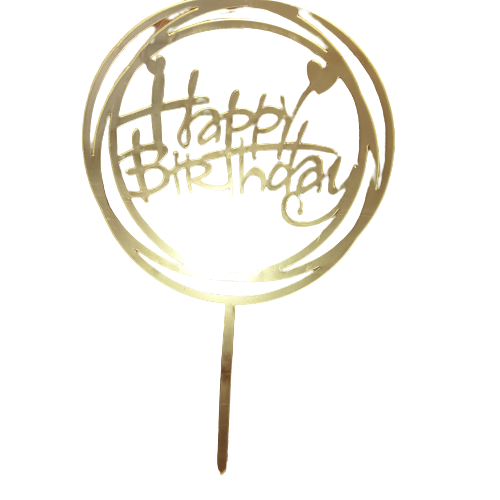 Nr255 Acrylic Cake Topper Happy Birthday Gold