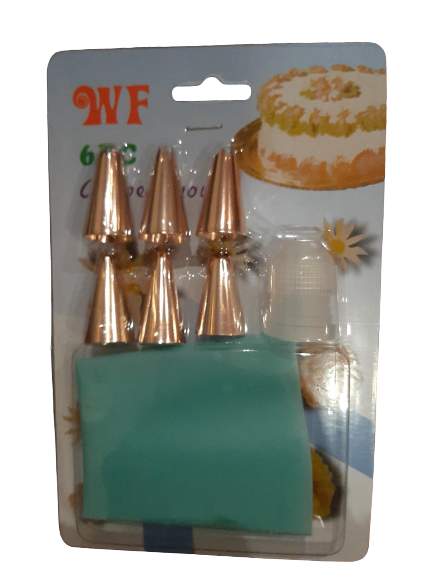 Piping bag with 6 nozzles and connector, C