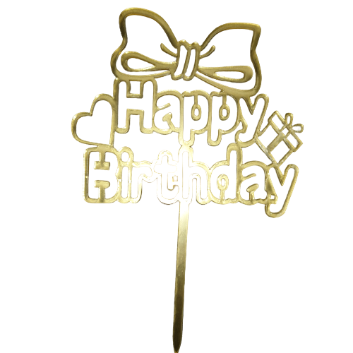 Nr76 Acrylic Cake Topper Happy Birthday Small Gold