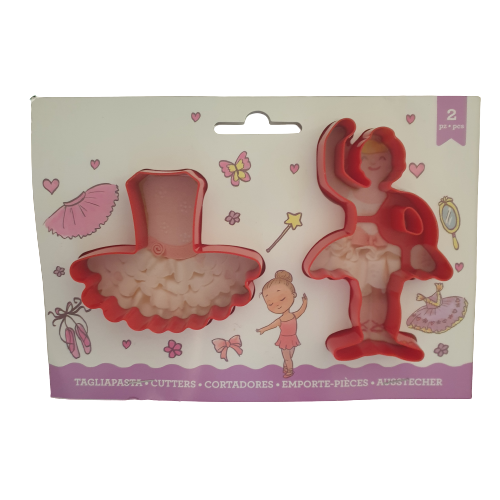 2 Piece Plastic Ballerina Ballet Cookie Cutter Set