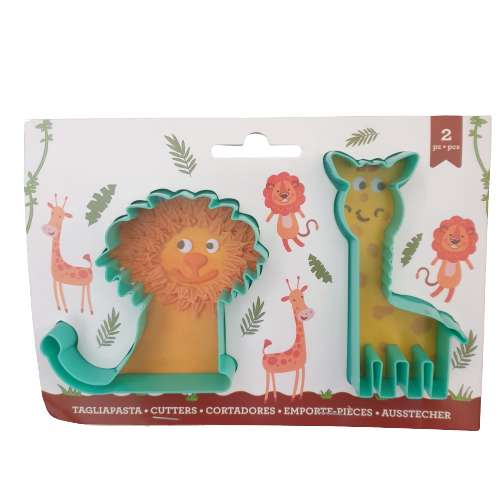 2 Piece Lion and Giraffe Cookie Cutter Set