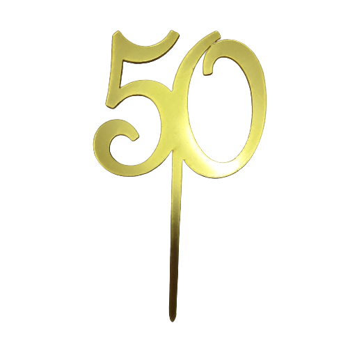 Nr262 Acrylic Cake Topper 50 Fifty Gold