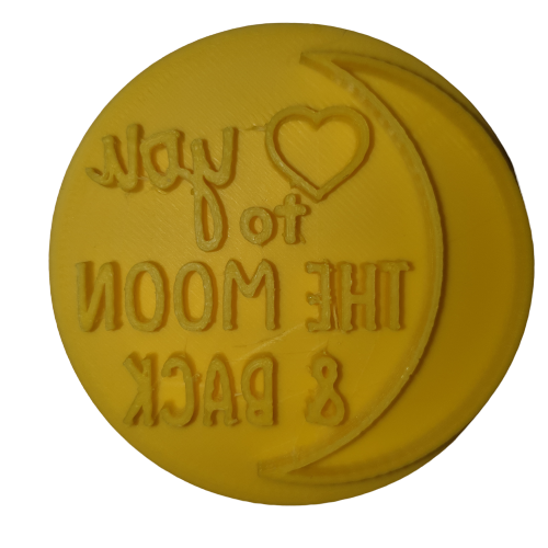 Cupcake Stamp 6cm I love you to the moon and back, B
