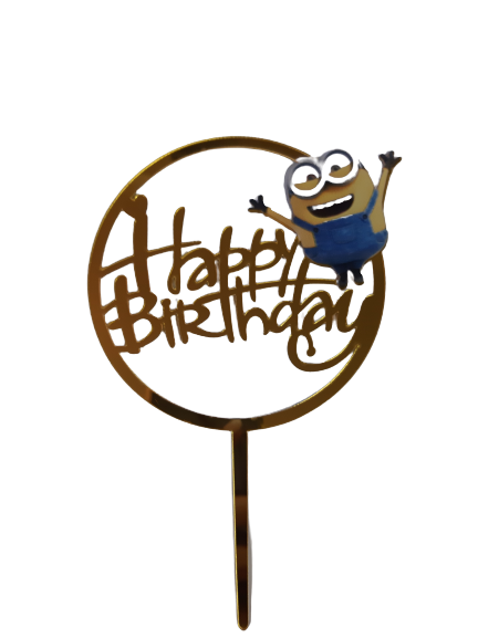 Nr275 Acrylic Cake Topper Happy Birthday Small Minion
