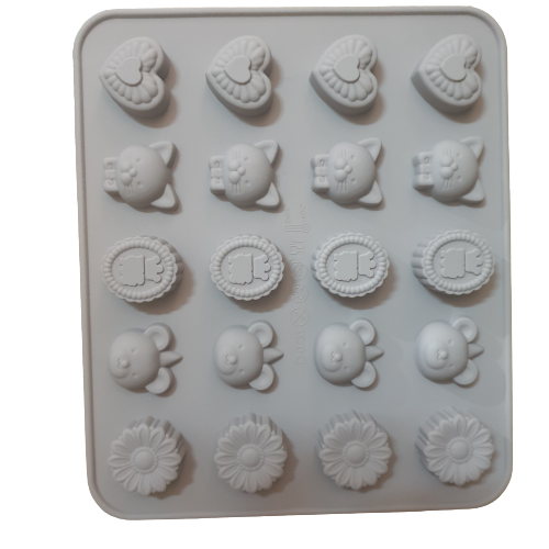 Chocolate truffle silicone mould cat, Heart , flower