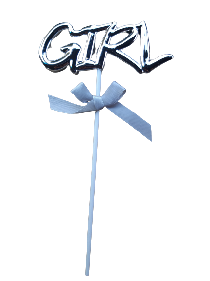 Plastic Cake Topper Girl Silver
